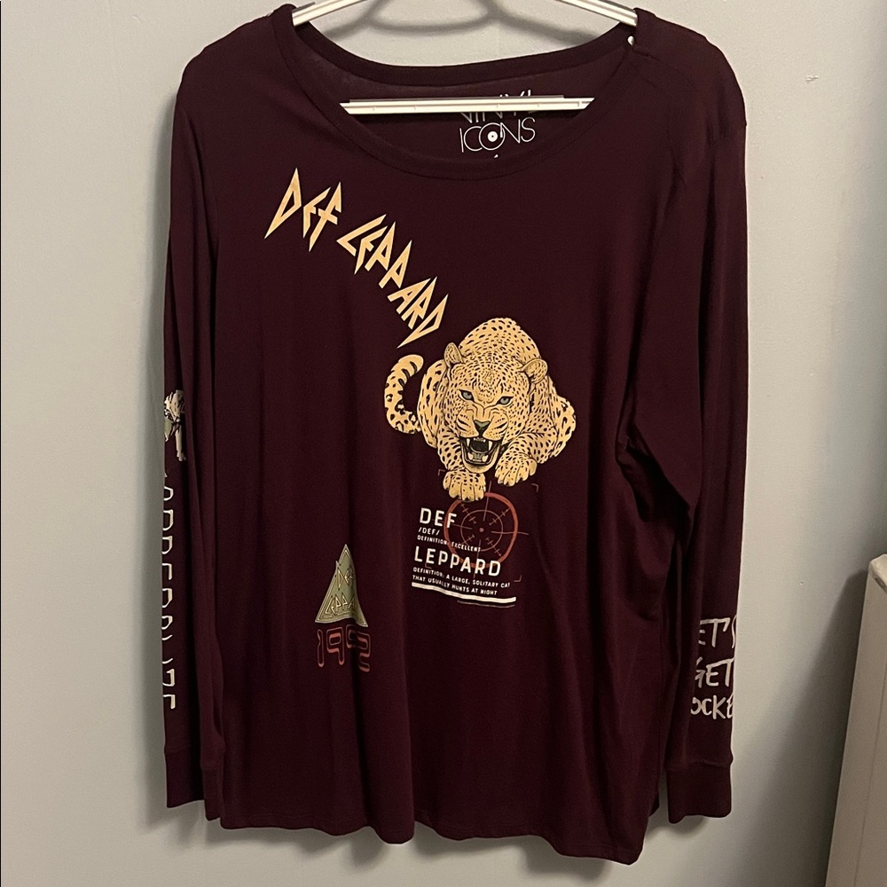 SOLD! Def Leppard Maroon Long Sleeve Tee